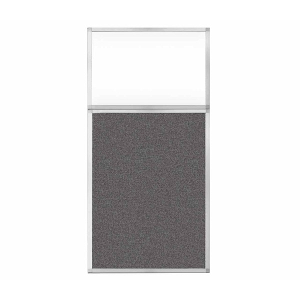 Hush Panel Configurable Cubicle Partition 3' x 6' W/ Window Charcoal Gray Fabric Clear Window